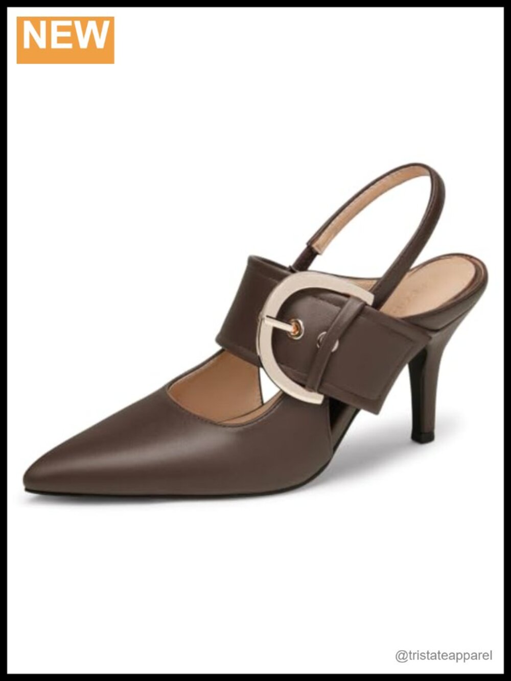 Slingback Pumps Pointed Toe High Heel Faux Leather Dressy Work Shoes